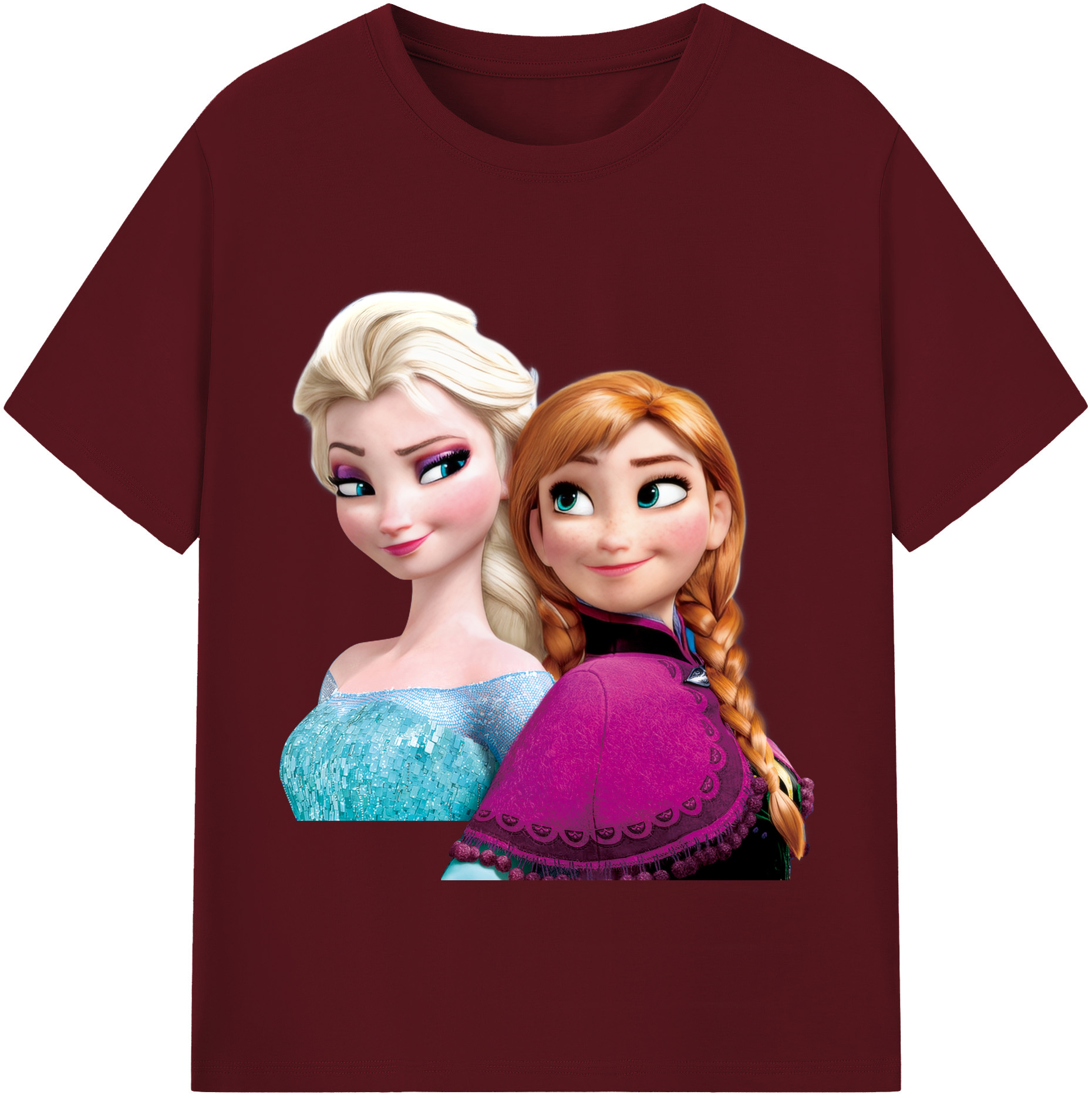 （画像用） アナと雪の女王 アンナ エルサ Frozen Anna Elsa 綿100％半袖Tシャツ（フロントプリント）